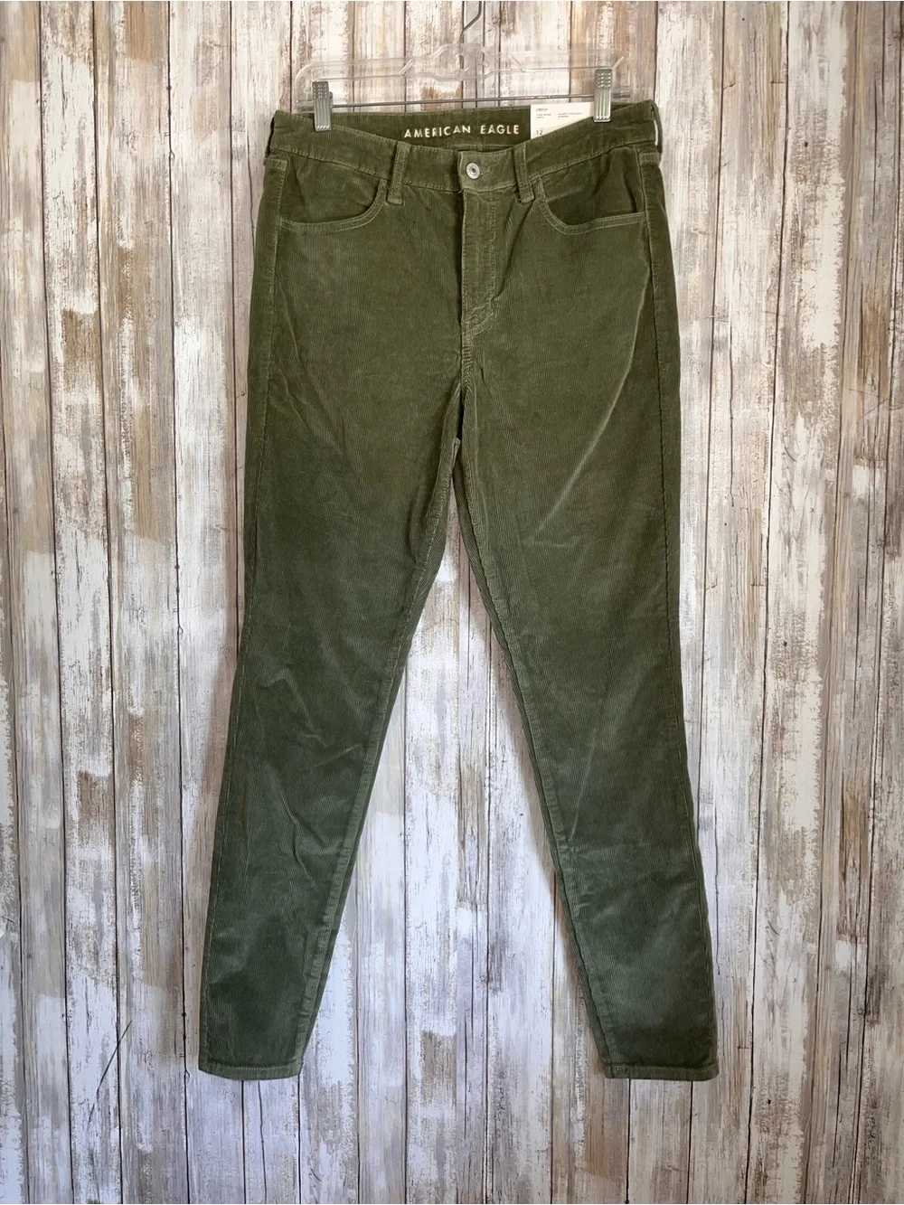 NWT American Eagle Olive Green High Rise Corduroy Jegging Size 12 Long 31W - Picture 3 of 8